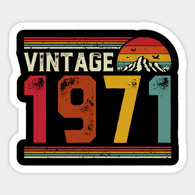 Vintage 1971 Birthday Gift Retro Style Sticker by Foatui